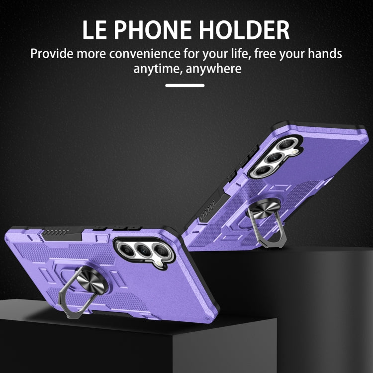 For Samsung Galaxy S25+ 5G Ring Holder Armor Hybrid Phone Case(Purple)
