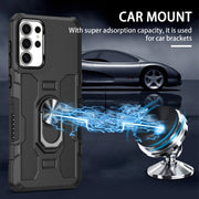 For Samsung Galaxy S25 Ultra 5G Ring Holder Armor Hybrid Phone Case(Black)