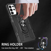 For Samsung Galaxy S25 Ultra 5G Ring Holder Armor Hybrid Phone Case(Black)