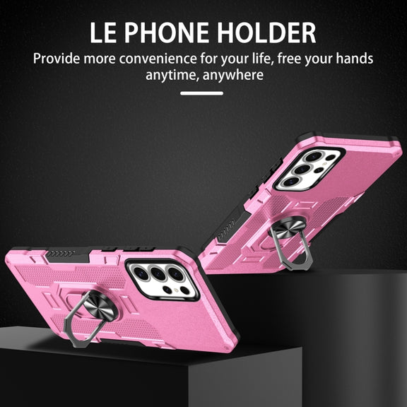 For Samsung Galaxy S25 Ultra 5G Ring Holder Armor Hybrid Phone Case(Pink)