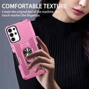 For Samsung Galaxy S25 Ultra 5G Ring Holder Armor Hybrid Phone Case(Pink)