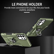 For Samsung Galaxy S25 Ultra 5G Ring Holder Armor Hybrid Phone Case(Green)