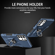 For Samsung Galaxy S25 Ultra 5G Ring Holder Armor Hybrid Phone Case(Blue)