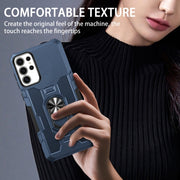 For Samsung Galaxy S25 Ultra 5G Ring Holder Armor Hybrid Phone Case(Blue)