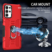 For Samsung Galaxy S25 Ultra 5G Ring Holder Armor Hybrid Phone Case(Red)
