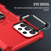 For Samsung Galaxy S25 Ultra 5G Ring Holder Armor Hybrid Phone Case(Red)