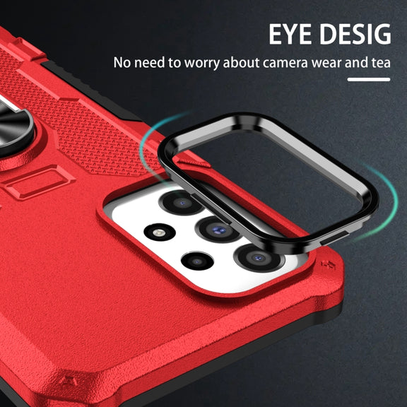 For Samsung Galaxy S25 Ultra 5G Ring Holder Armor Hybrid Phone Case(Red)