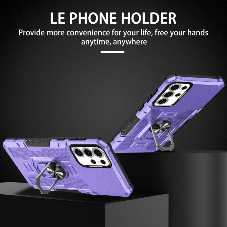 For Samsung Galaxy S25 Ultra 5G Ring Holder Armor Hybrid Phone Case(Purple)