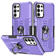 For Samsung Galaxy S25 Ultra 5G Ring Holder Armor Hybrid Phone Case(Purple)