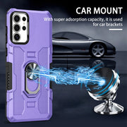 For Samsung Galaxy S25 Ultra 5G Ring Holder Armor Hybrid Phone Case(Purple)