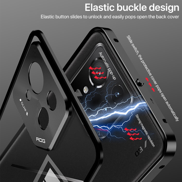 For  ASUS ROG Phone 9 Pro Snap Buckle Metal Frame Glass Back Panel Phone Case(Black)