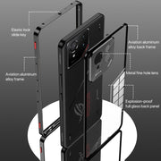 For  ASUS ROG Phone 9 Pro Snap Buckle Metal Frame Glass Back Panel Phone Case(Sierra Blue)