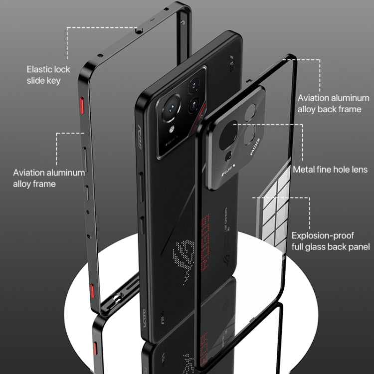 For  ASUS ROG Phone 9 Pro Snap Buckle Metal Frame Glass Back Panel Phone Case(Silver)