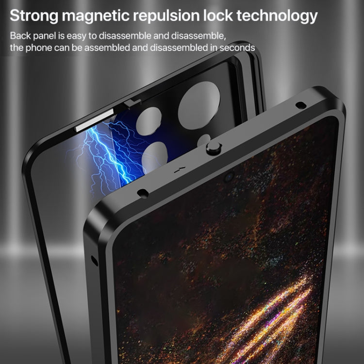 For  ASUS ROG Phone 9 Pro Snap Buckle Metal Frame Glass Back Panel Phone Case(Sierra Blue)