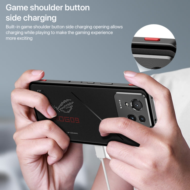 For  ASUS ROG Phone 9 Pro Snap Buckle Metal Frame Glass Back Panel Phone Case(Sierra Blue)