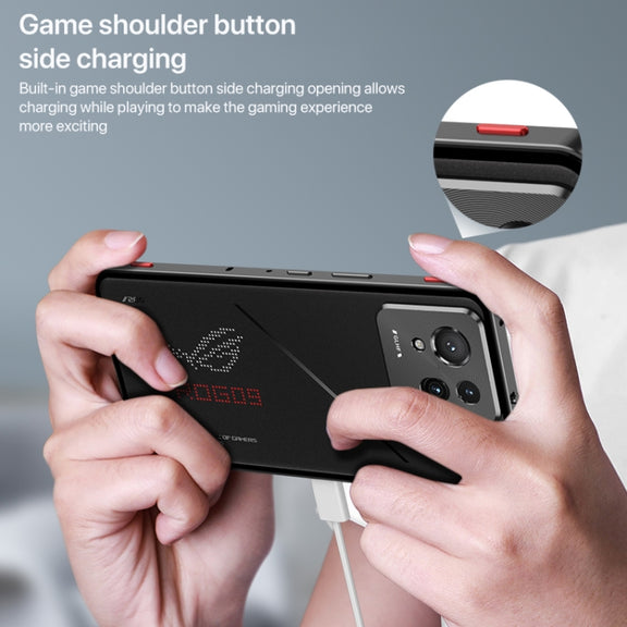 For  ASUS ROG Phone 9 Pro Snap Buckle Metal Frame Glass Back Panel Phone Case(Sierra Blue)