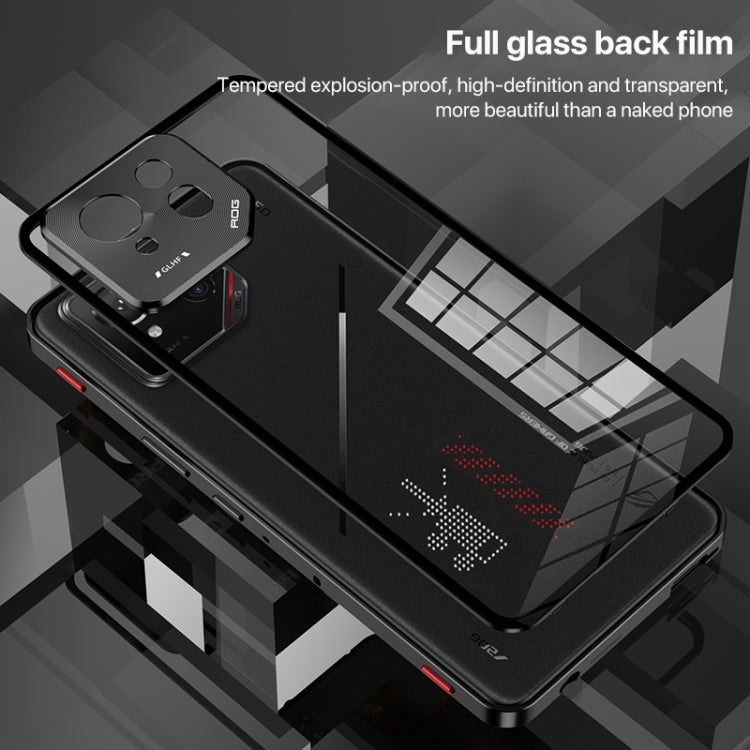For  ASUS ROG Phone 9 Pro Snap Buckle Metal Frame Glass Back Panel Phone Case(Sierra Blue)