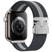 For Apple Watch 46mm / 49mm / 45mm / 44mm Parachute Buckle Braided Nylon Watch Band(Grey White)