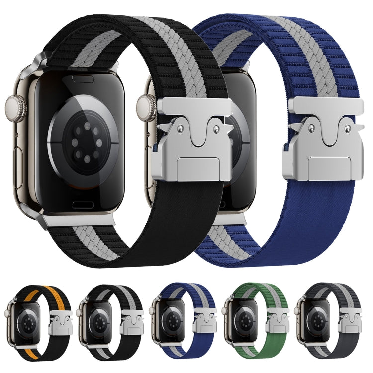 For Apple Watch 46mm / 49mm / 45mm / 44mm Parachute Buckle Braided Nylon Watch Band(Grey White)