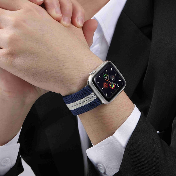 For Apple Watch 46mm / 49mm / 45mm / 44mm Parachute Buckle Braided Nylon Watch Band(Grey White)