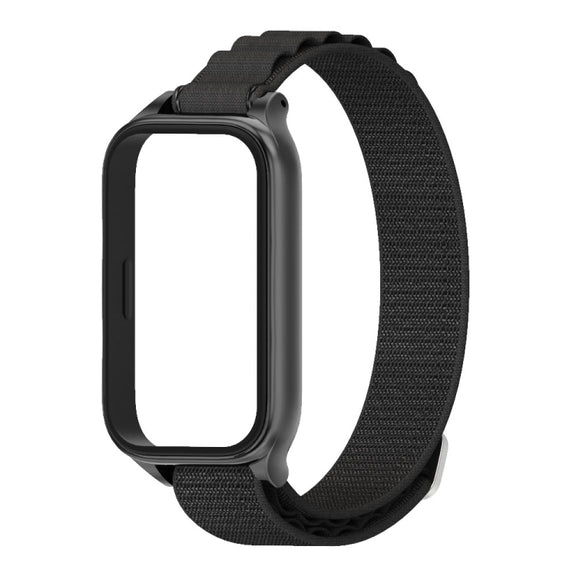 For Xiaomi Smart Band 9 Active / Redmi Band 3 Mijobs Metal Shell Nylon Watch Band(Black)