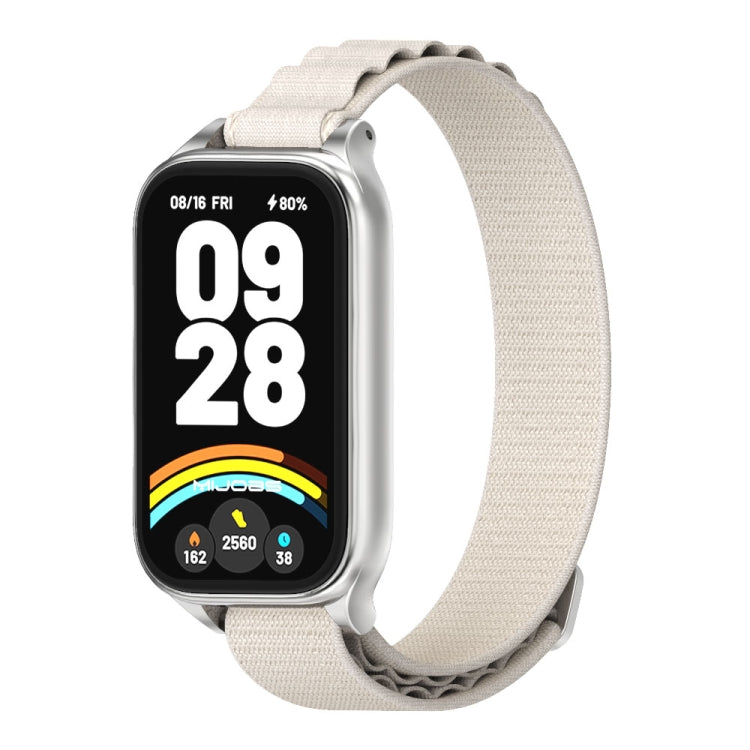 For Xiaomi Smart Band 9 Active / Redmi Band 3 Mijobs Metal Shell Nylon Watch Band(Grey Silver)