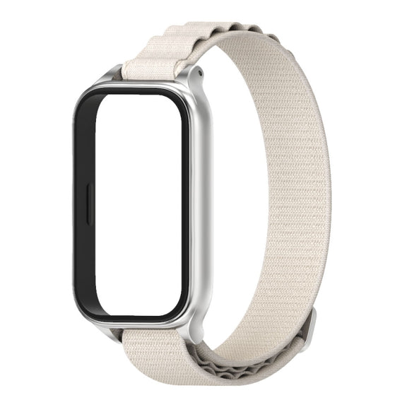 For Xiaomi Smart Band 9 Active / Redmi Band 3 Mijobs Metal Shell Nylon Watch Band(Grey Silver)