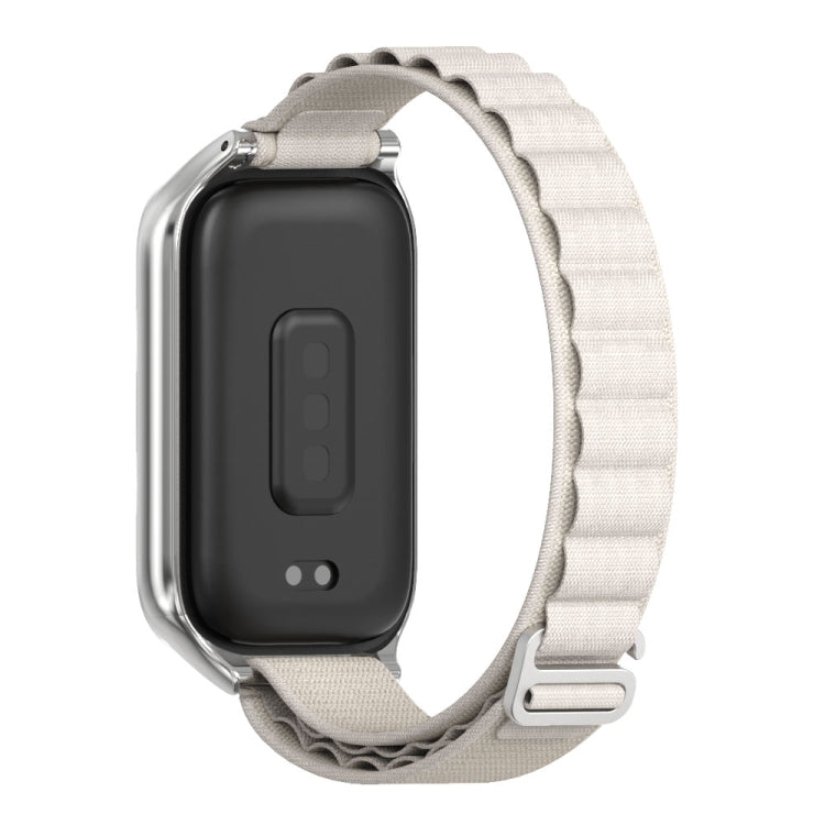 For Xiaomi Smart Band 9 Active / Redmi Band 3 Mijobs Metal Shell Nylon Watch Band(Grey Silver)