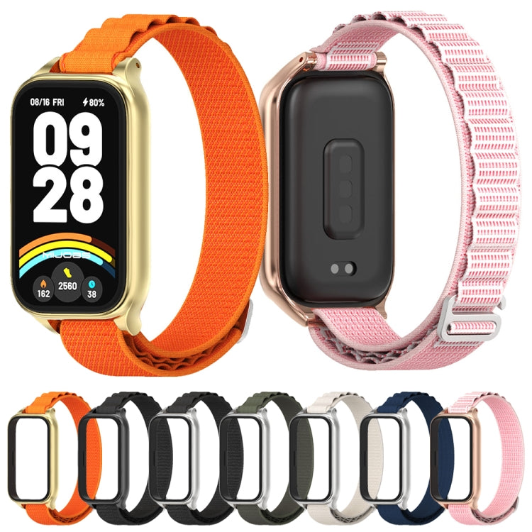 For Xiaomi Smart Band 9 Active / Redmi Band 3 Mijobs Metal Shell Nylon Watch Band(Grey Silver)