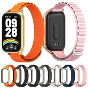 For Xiaomi Smart Band 9 Active / Redmi Band 3 Mijobs Metal Shell Nylon Watch Band(Grey Silver)