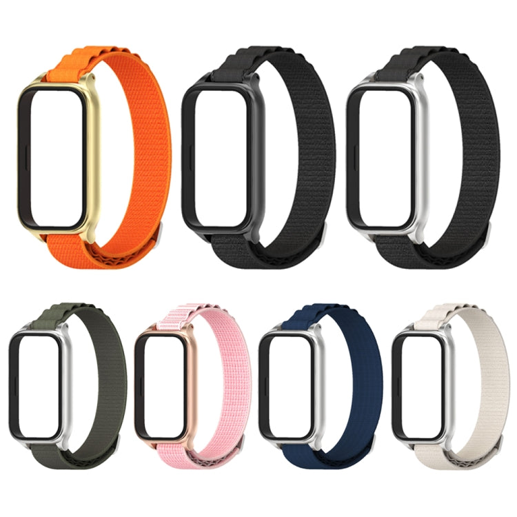For Xiaomi Smart Band 9 Active / Redmi Band 3 Mijobs Metal Shell Nylon Watch Band(Grey Silver)
