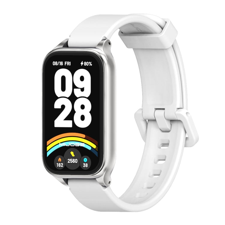 For Xiaomi Smart Band 9 Active / Redmi Band 3 Mijobs Metal Shell Silicone Watch Band(White Silver)