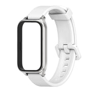 For Xiaomi Smart Band 9 Active / Redmi Band 3 Mijobs Metal Shell Silicone Watch Band(White Silver)
