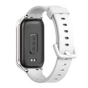 For Xiaomi Smart Band 9 Active / Redmi Band 3 Mijobs Metal Shell Silicone Watch Band(White Silver)