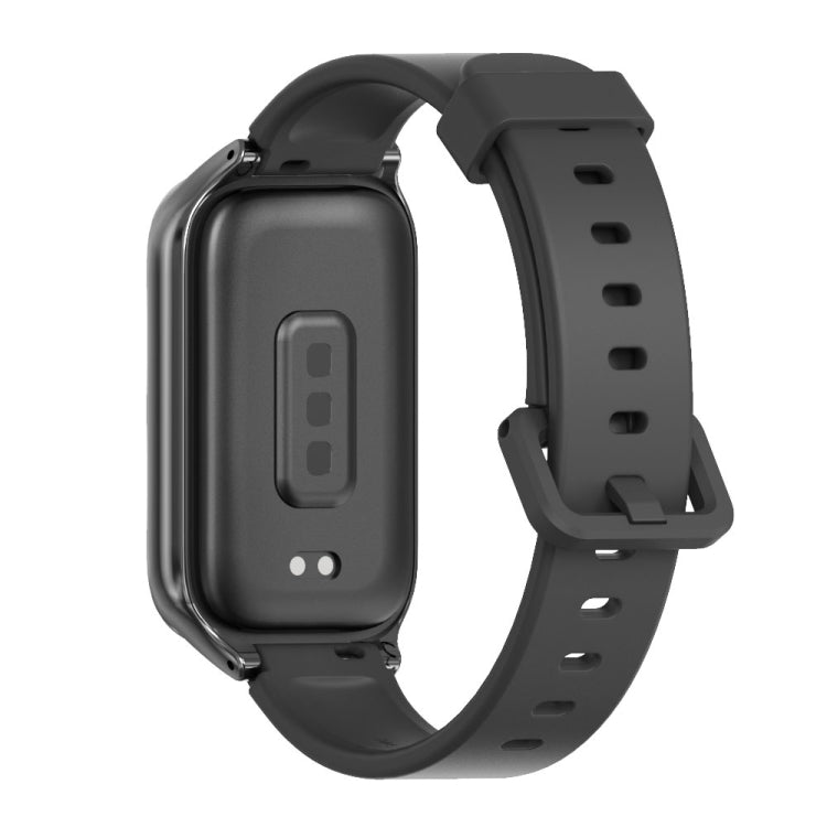 For Xiaomi Smart Band 9 Active / Redmi Band 3 Mijobs Metal Shell Silicone Watch Band(Black)