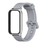 For Xiaomi Smart Band 9 Active / Redmi Band 3 Mijobs Metal Shell Silicone Watch Band(Grey Silver)