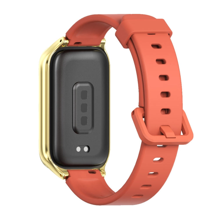 For Xiaomi Smart Band 9 Active / Redmi Band 3 Mijobs Metal Shell Silicone Watch Band(Orange Gold)