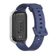 For Xiaomi Smart Band 9 Active / Redmi Band 3 Mijobs Metal Shell Silicone Watch Band(Midnight Blue Silver)