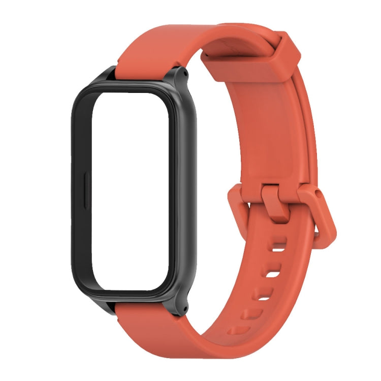 For Xiaomi Smart Band 9 Active / Redmi Band 3 Mijobs Metal Shell Silicone Watch Band(Orange Black)