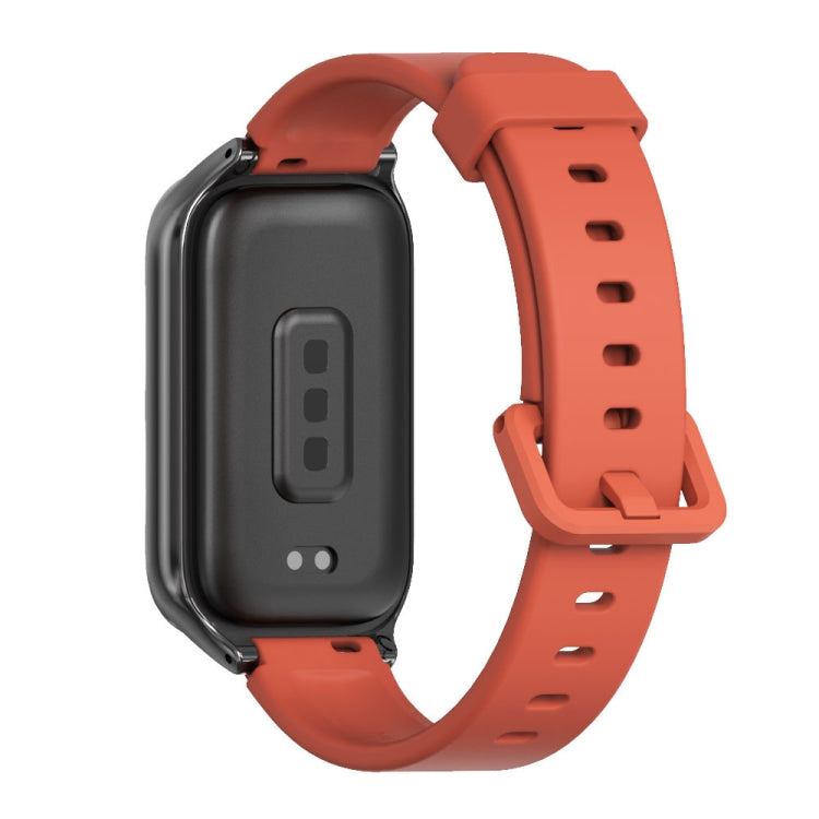 For Xiaomi Smart Band 9 Active / Redmi Band 3 Mijobs Metal Shell Silicone Watch Band(Orange Black)