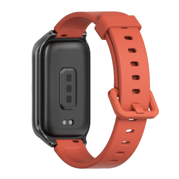 For Xiaomi Smart Band 9 Active / Redmi Band 3 Mijobs Metal Shell Silicone Watch Band(Orange Black)