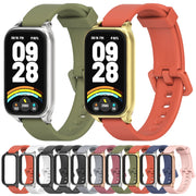 For Xiaomi Smart Band 9 Active / Redmi Band 3 Mijobs Metal Shell Silicone Watch Band(Grey Silver)