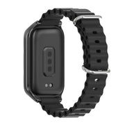 For Xiaomi Smart Band 9 Active / Redmi Band 3 Mijobs Metal Shell Marine Silicone Watch Band(Black)