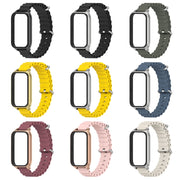 For Xiaomi Smart Band 9 Active / Redmi Band 3 Mijobs Metal Shell Marine Silicone Watch Band(Grey Silver)