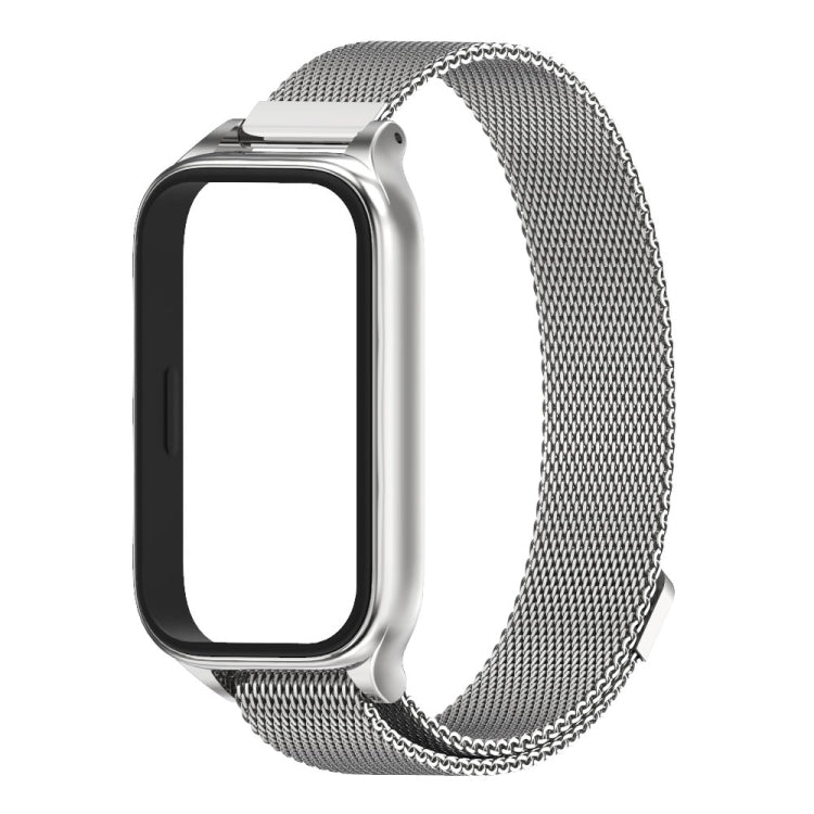 For Xiaomi Smart Band 9 Active / Redmi Band 3 Mijobs Metal Shell Milan Magnetic Watch Band(Silver)