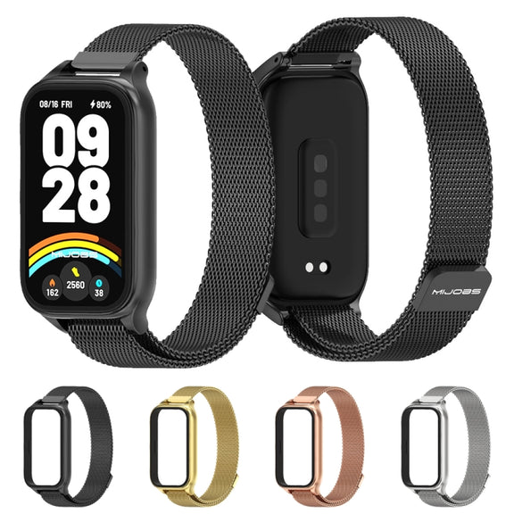 For Xiaomi Smart Band 9 Active / Redmi Band 3 Mijobs Metal Shell Milan Magnetic Watch Band(Gold)