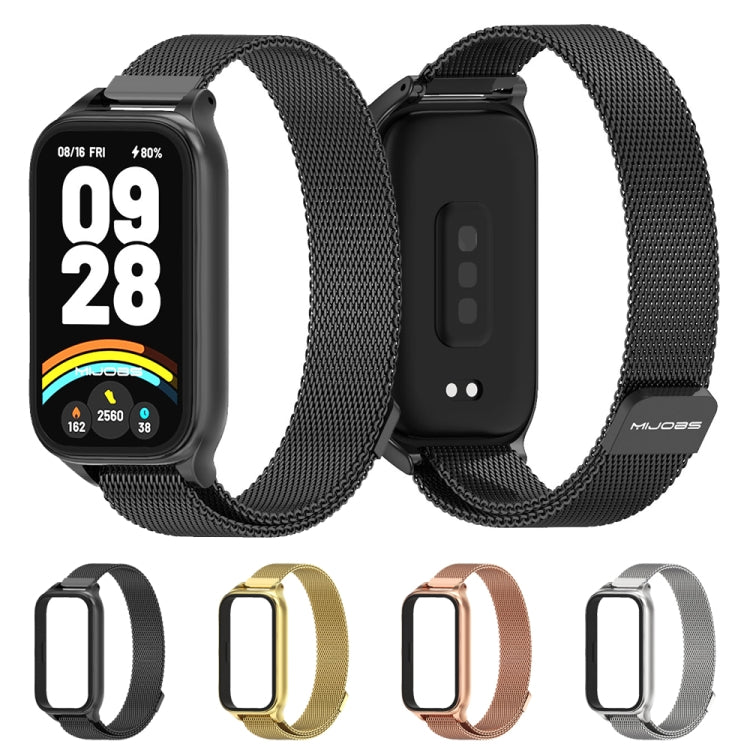 For Xiaomi Smart Band 9 Active / Redmi Band 3 Mijobs Metal Shell Milan Magnetic Watch Band(Rose Gold)