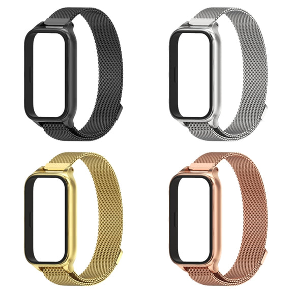 For Xiaomi Smart Band 9 Active / Redmi Band 3 Mijobs Metal Shell Milan Magnetic Watch Band(Black)