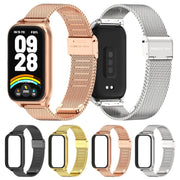 For Xiaomi Smart Band 9 Active / Redmi Band 3 Mijobs Metal Shell Milan Buckle Watch Band(Rose Gold)