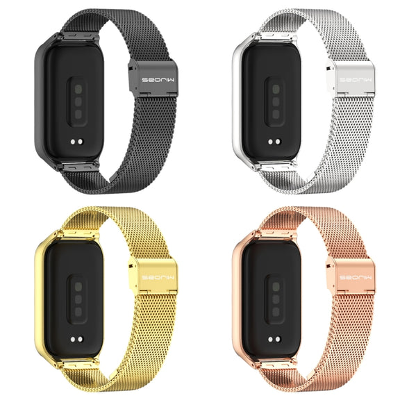 For Xiaomi Smart Band 9 Active / Redmi Band 3 Mijobs Metal Shell Milan Buckle Watch Band(Gold)